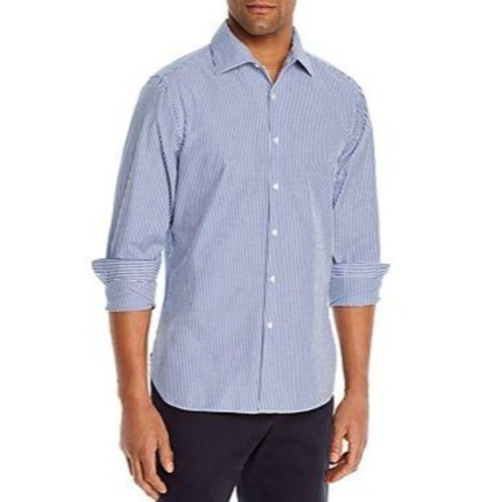 Bloomingdales Mens Pinstripe Button Down Shirt M